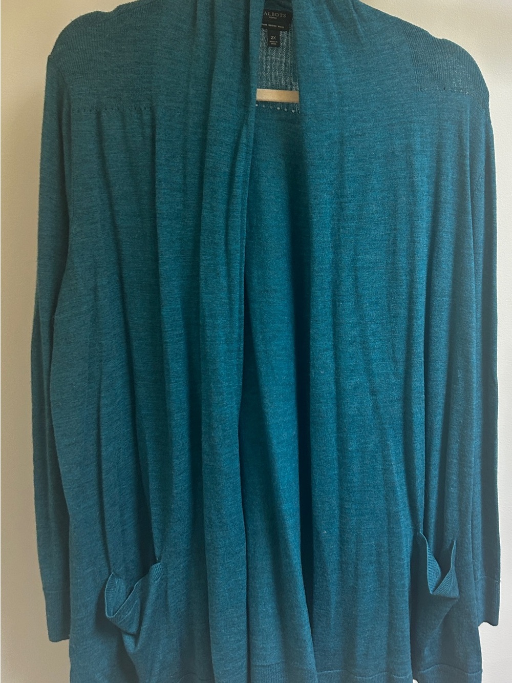 Talbots Teal Open-Front Cardigan
